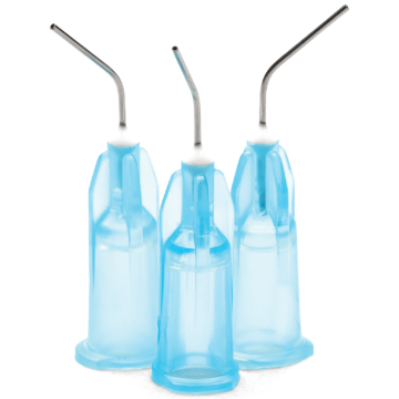 Etch-Rite Pre-bent 1/2" Applicator Tips, 25 Gauge, Light Blue, Small Pack, 25B50, 50/Pk