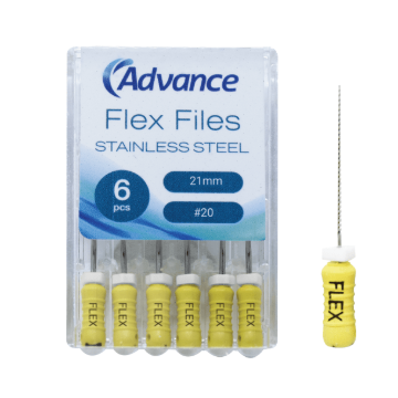 Advance Stainless Steel Flex Files, 21mm, #20, KF2120A, 6/Pack