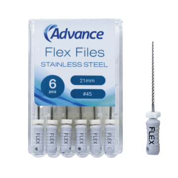 Advance Stainless Steel Flex Files, 21mm, #45, KF2145A, 6/Pack