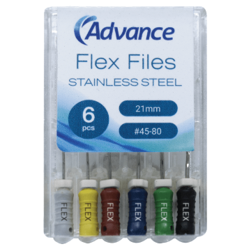 Advance Stainless Steel Flex Files, 21mm, #45-80, KF2145-80A, 6/Pack