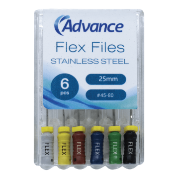 Advance Stainless Steel Flex Files, 25mm, #45-80, KF2545-80A, 6/Pack