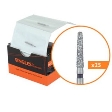 Single-Use Diamond Bur, Sterile, 25 Pack, 1.8mm Ø, Tapered, Round End, 7mm Working Length, Super Coarse, FG, 1118.7C, 25/PK