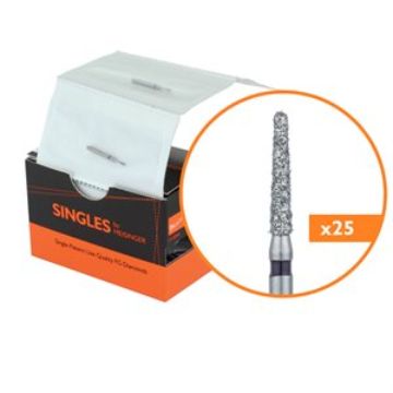 Single-Use Diamond Bur, Sterile, 25 Pack, 1.6mm Ø, Tapered, Round End, 7mm Working Length, Super Coarse, FG, 1116.7C, 25/PK